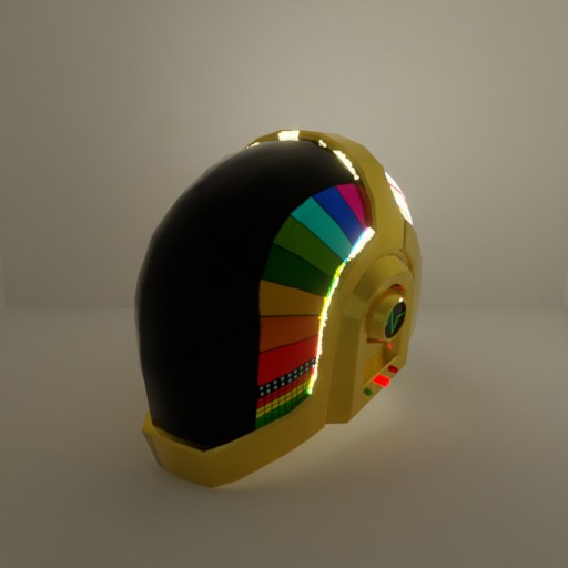 The helmet, SegviGen-Emission, emission on.