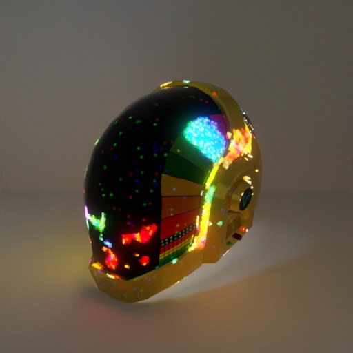 The helmet, TEXGen-Emission, emission on.